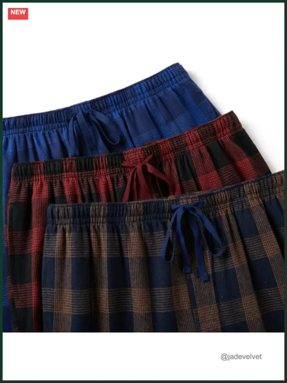 Flannel Pajama Pants 3 Pack Cotton Sleep Lounge Pockets Button Fly